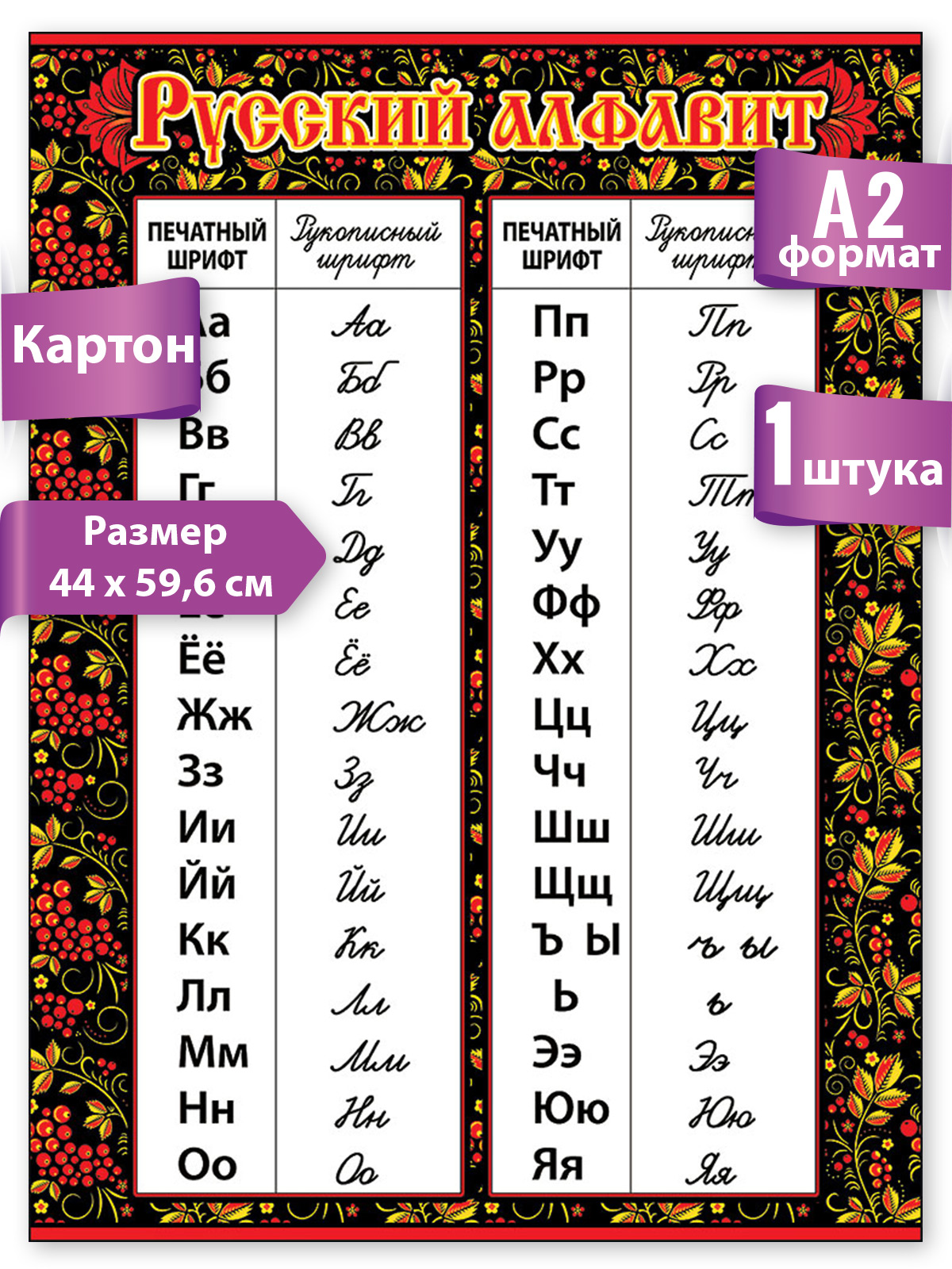 Плакат Праздник обучающий Русский алфавит А2 - фото 2