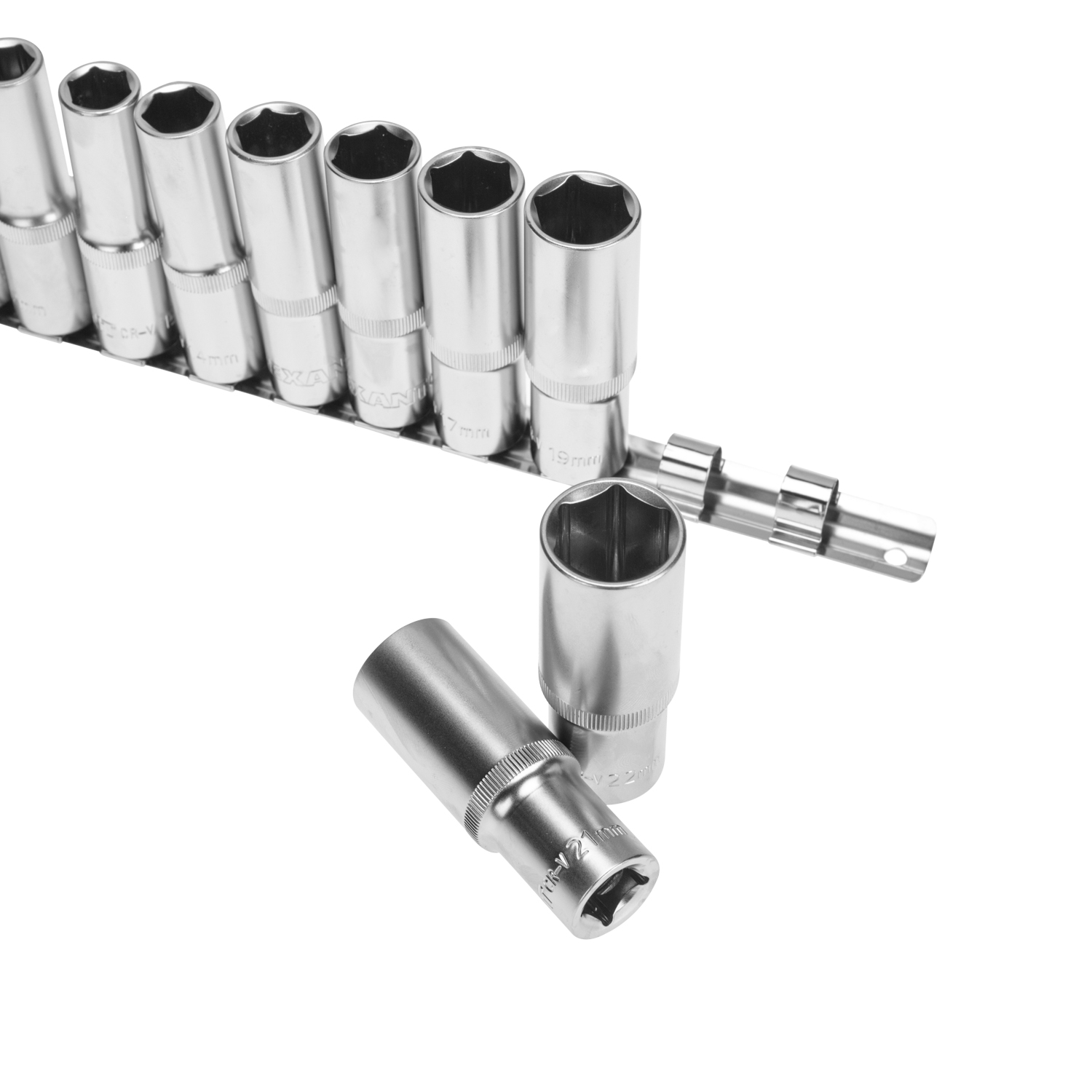 Набор удлиненных торцевых головок 1/2, шестигранные, CrV, 10 шт., 10-22мм - фото 6