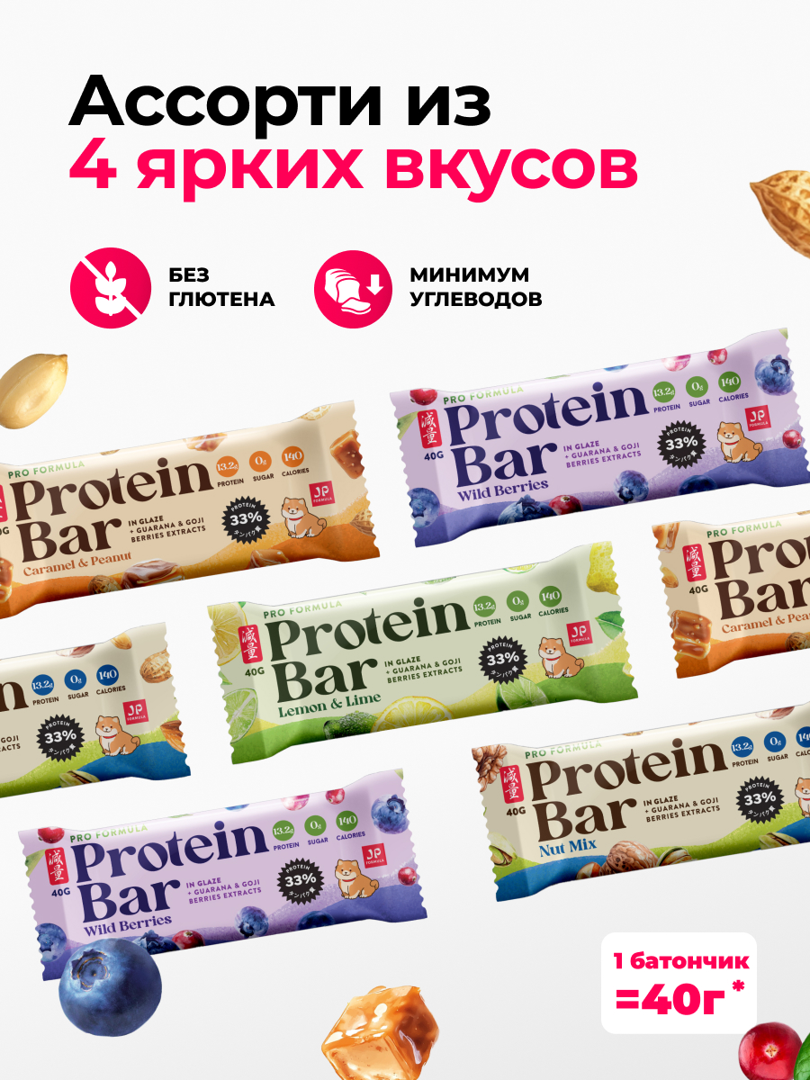 Протеиновые батончики без сахара Japan Formula ассорти 4 вкуса - фото 2