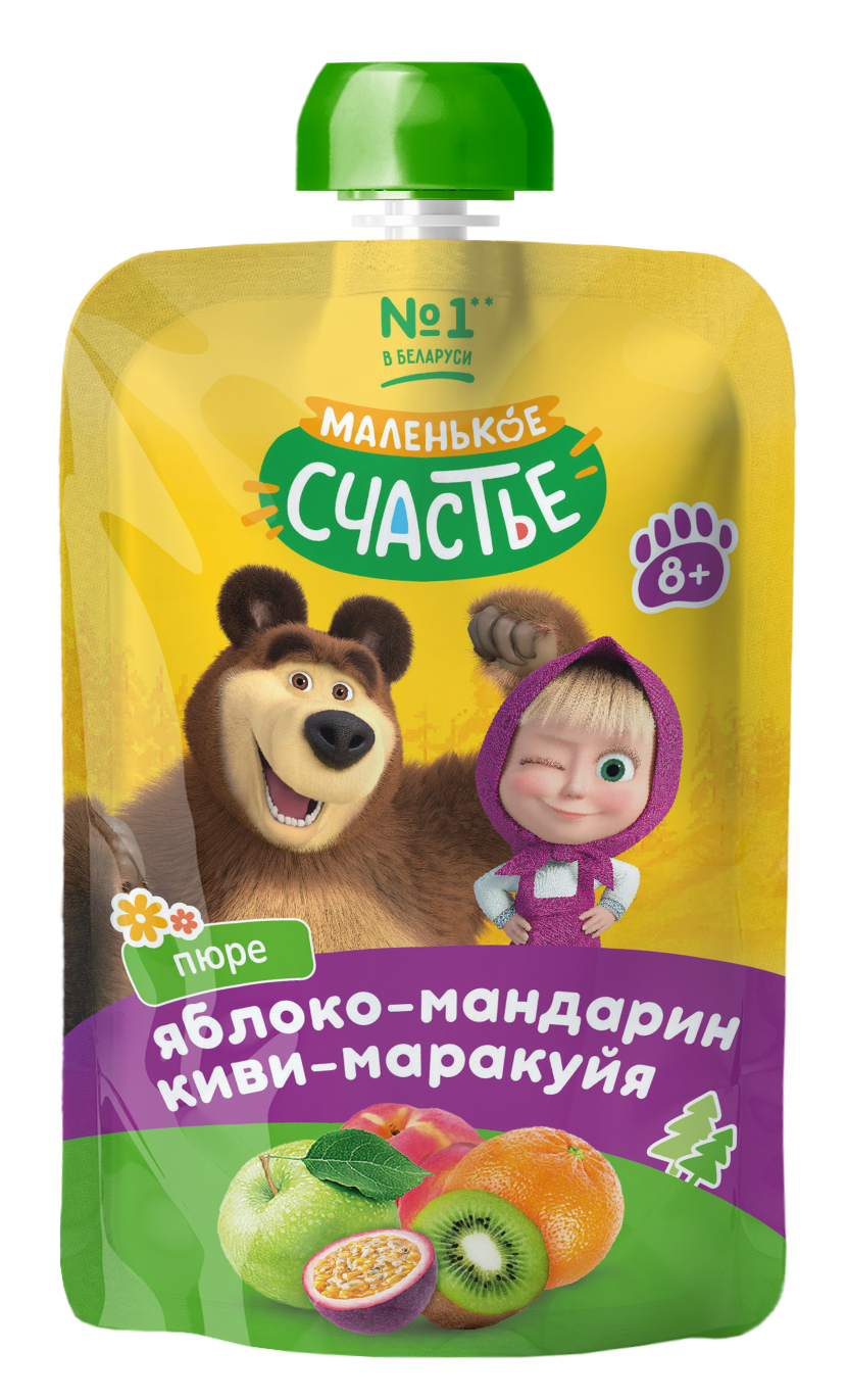 Пюре Маленькое счастье Яблоко-мандарин-киви-маракуйя с 8 мес 85 г - фото 1