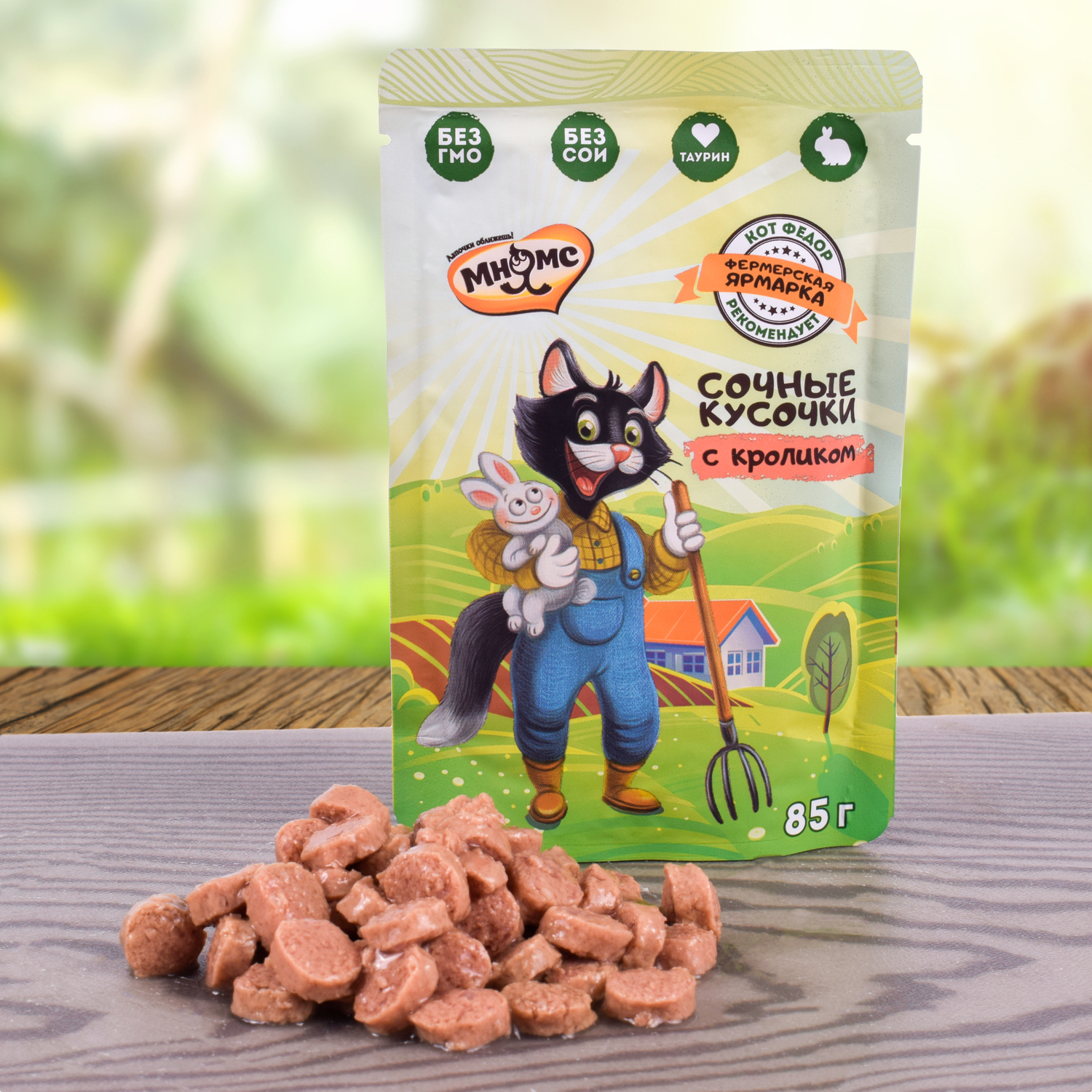 Корм для кошек Мнямс Фермерская ярмарка сочные кусочки с кроликом 85г - фото 4