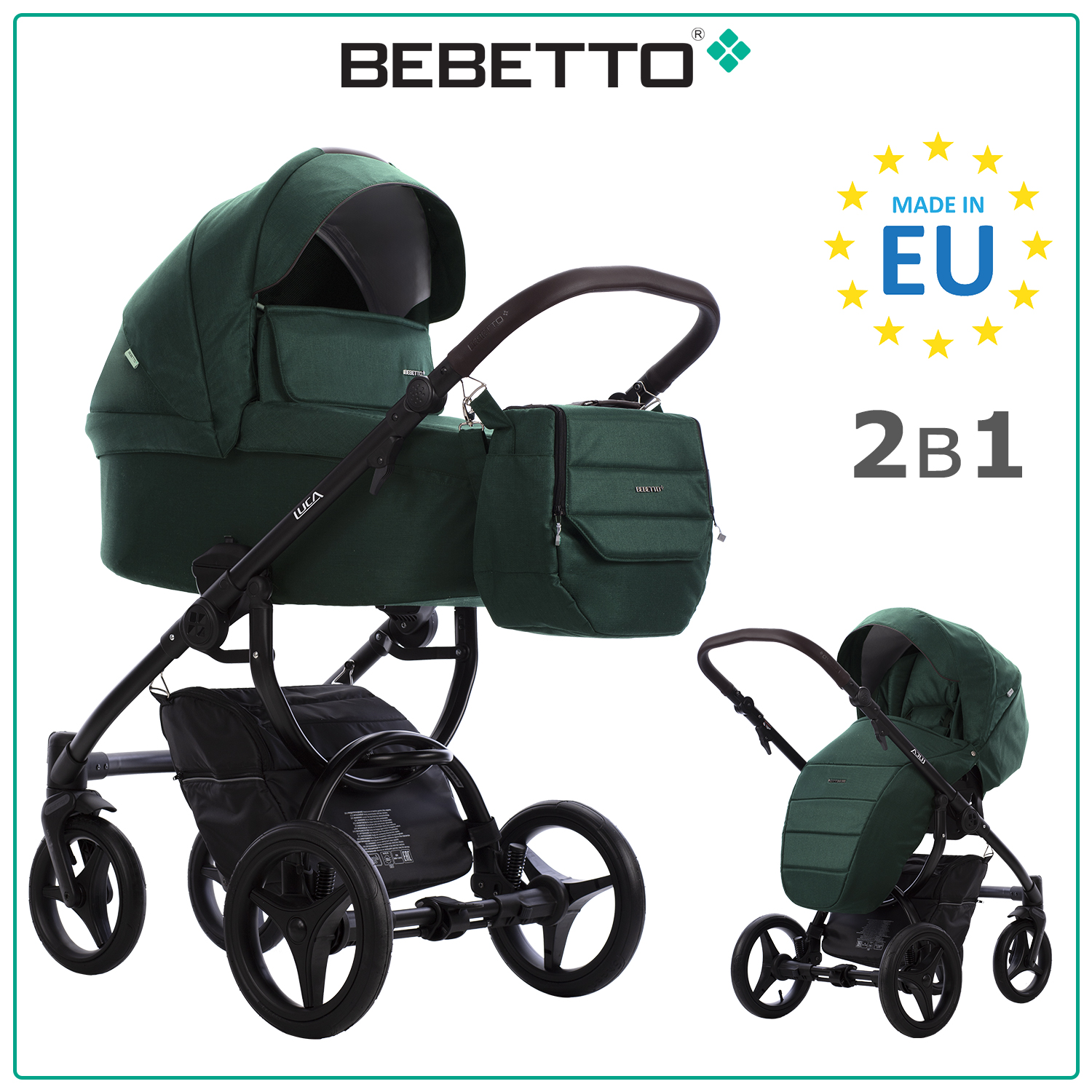 Коляска 2в1 Bebetto Luca зеленый - фото 1