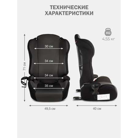 Автокресло SIGER Кросс Fix Isofix 2/3 (15-36 кг) черный