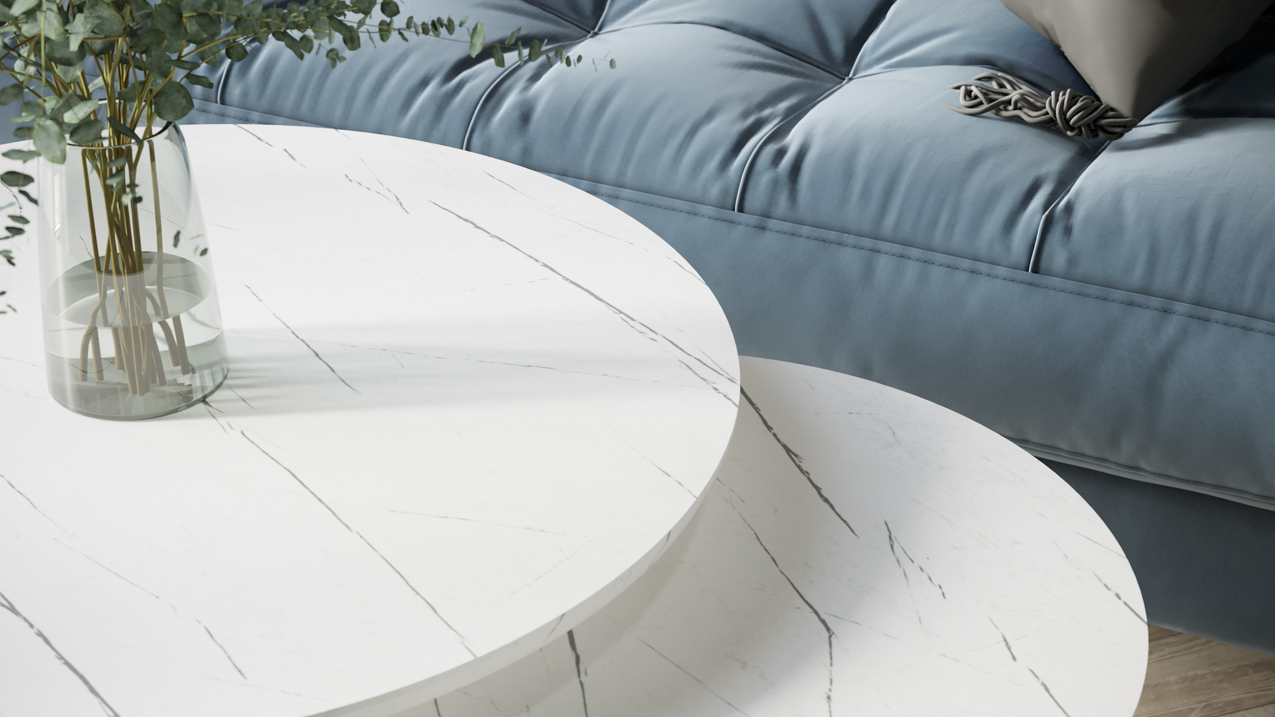 Стол журнальный КАЛИФОРНИЯ МЕБЕЛЬ Лесли Белый мрамор Титан - фото 6