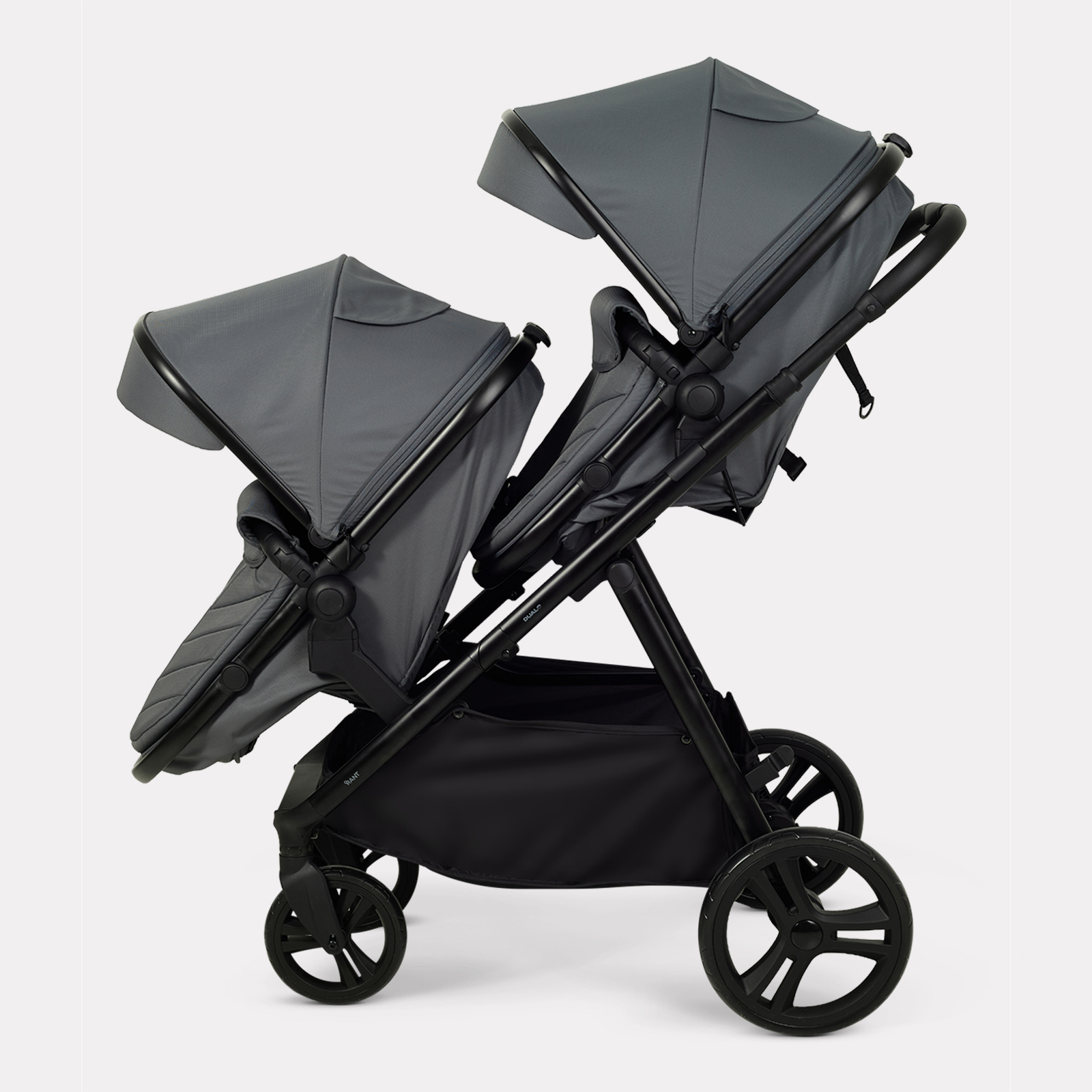 Коляска 2в1 для двойни Rant Basic Dualo серый - фото 8