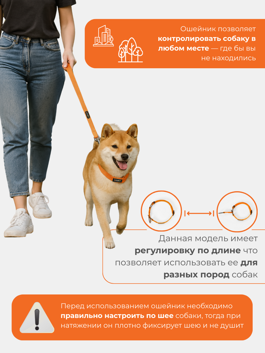 Ошейник для собак Easy Pets 5013 Half-choke collar оранжевый р-р L 45-70см - фото 6