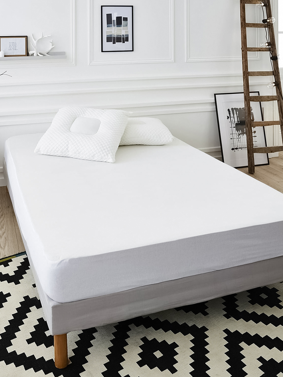 Простыня BRAVO поплин белый 180 x 200 см на резинке 1 шт. - фото 1