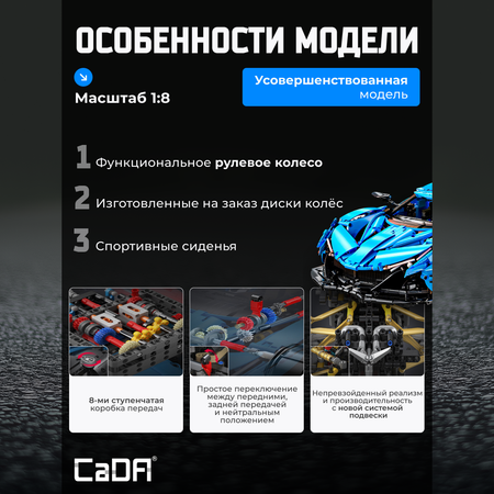 Конструктор CaDa Helios V12 sports car 3865 дет.