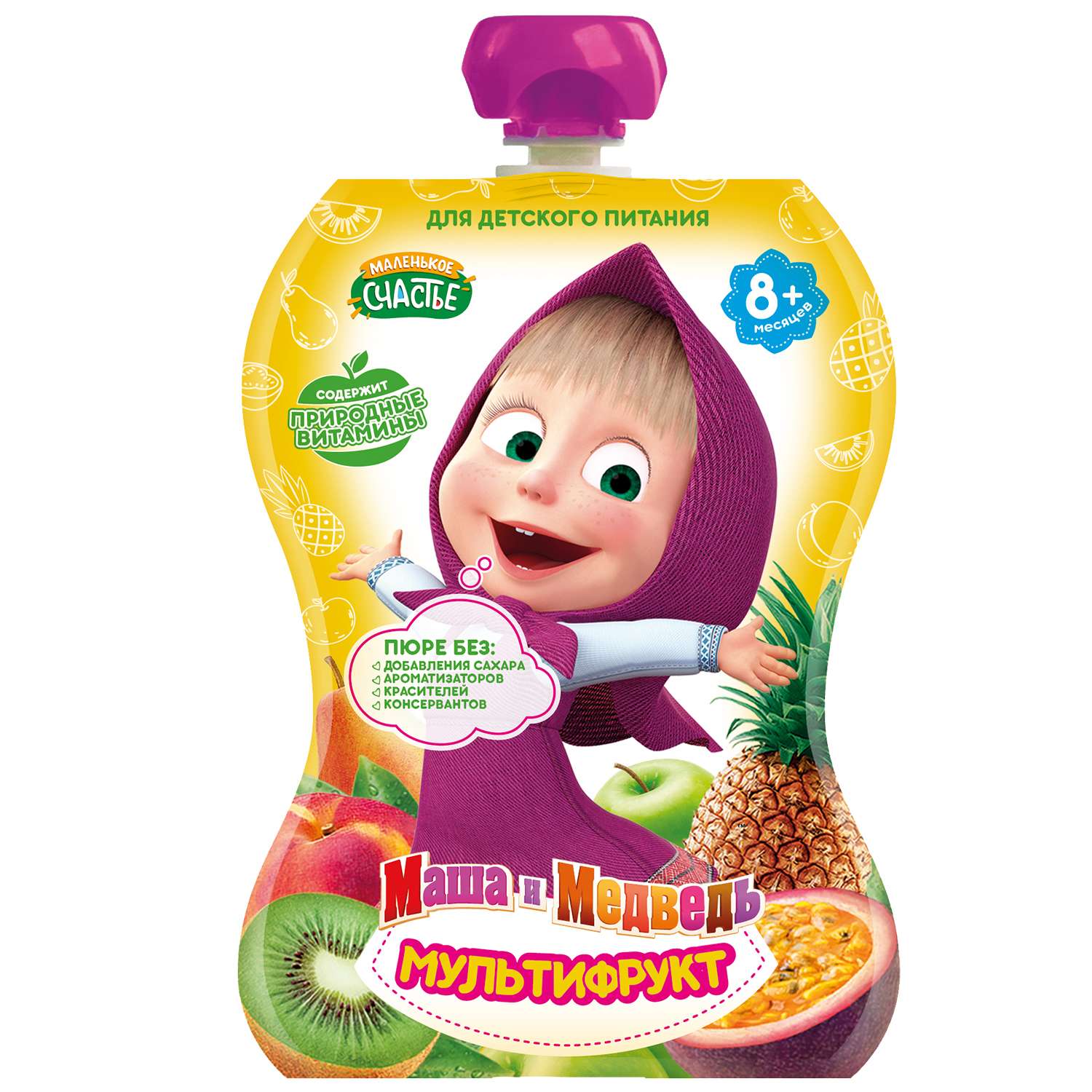Пюре Маша и Медведь мультифрукт 90г с 8месяцев - фото 1