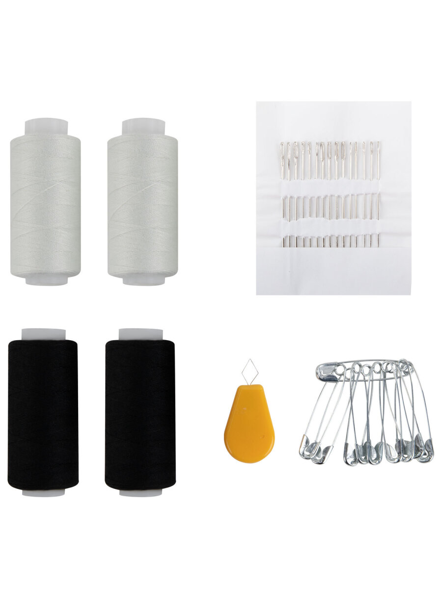 Нитки для шитья Develia армированные 40ЛЛ 200 м швейный набор 4 штуки с иголками белые черные - фото 4