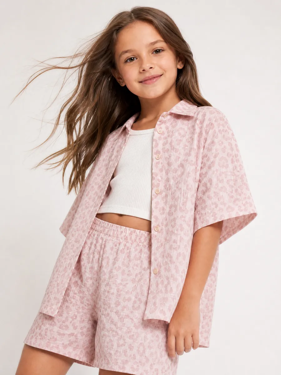 Рубашка и шорты Leli dress костюм_Лео_пудра - фото 2