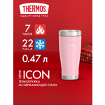 Термокружка для кофе чая 470 мл THERMOS ICON-1012 розовая – нержавеющая сталь герметичная тепло/холод 7/22 часа
