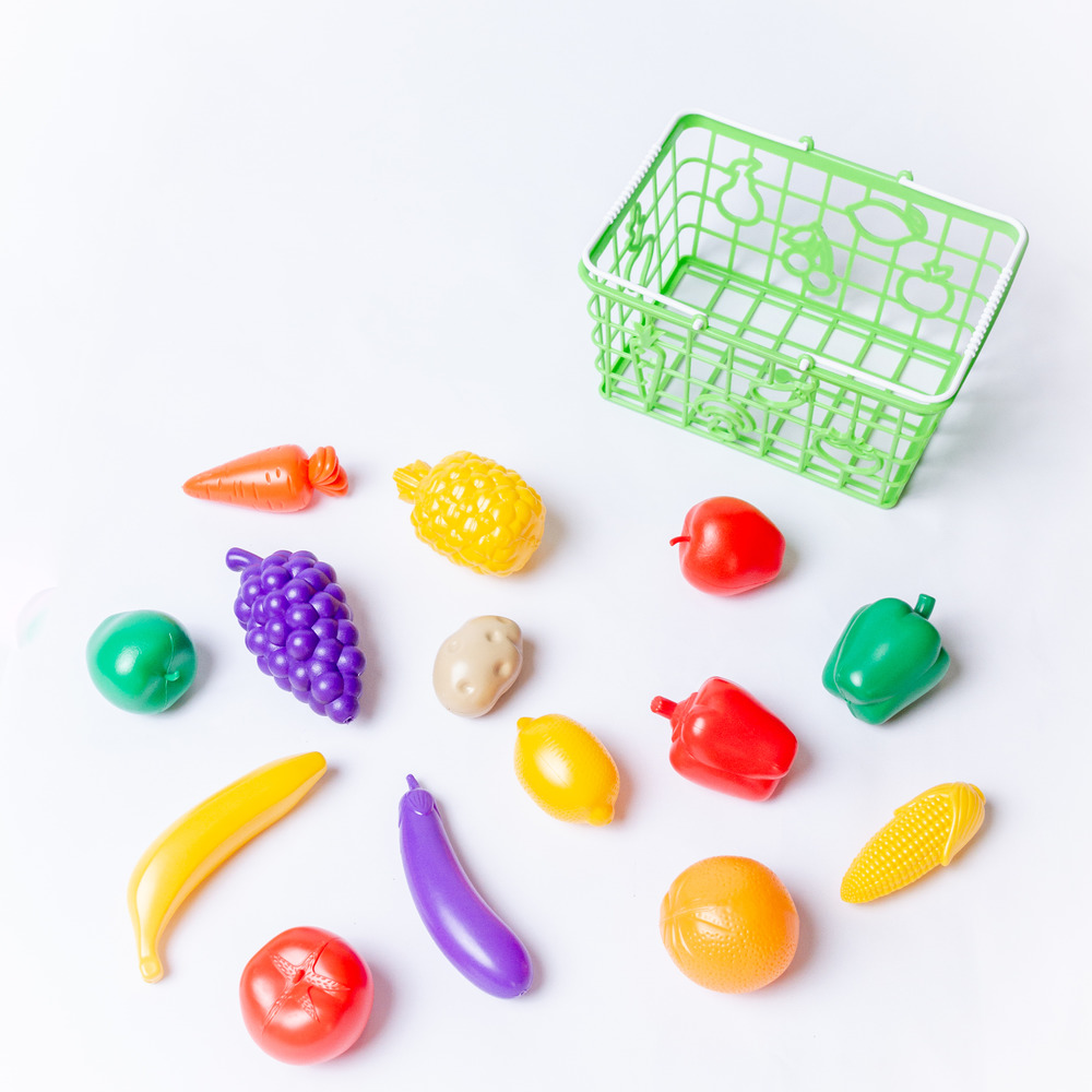 Игровой набор Green Plast продукты, прилавок, касса, тележки и корзинки - фото 5