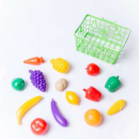 Игровой набор Green Plast продукты, прилавок, касса, тележки и корзинки