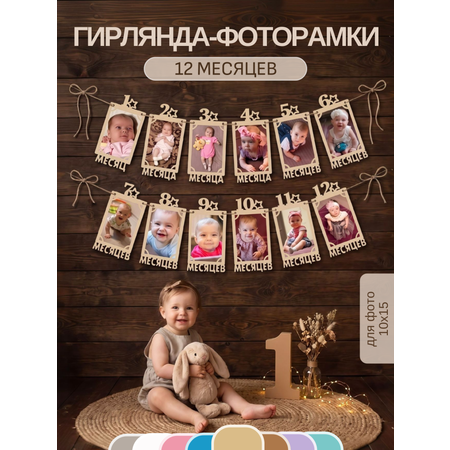 Гирлянда-растяжка Mimibabybook Рамки для фото 12 месяцев