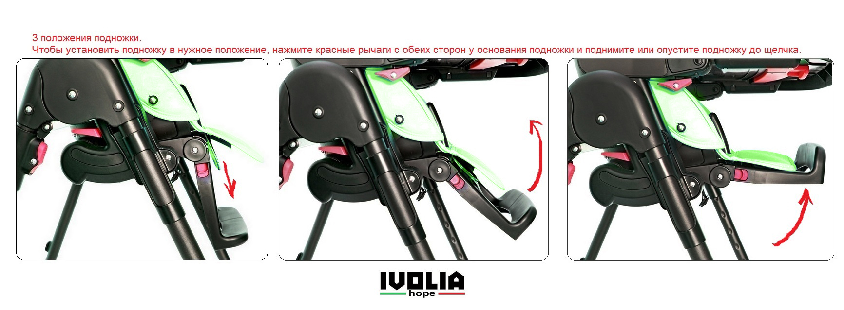 Стульчик для кормления Ivolia HOPE 01 2 колеса green трансформер - фото 9