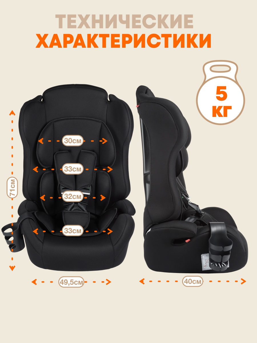 Автокресло ZLATEK Atlantic lux 1/2/3 (9-36 кг) черный - фото 8