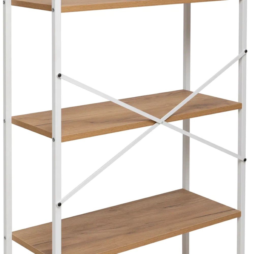 Стеллаж Leset Стилвуд 25 широкий 5 полок Белый/Дуб крафт золотой - фото 2