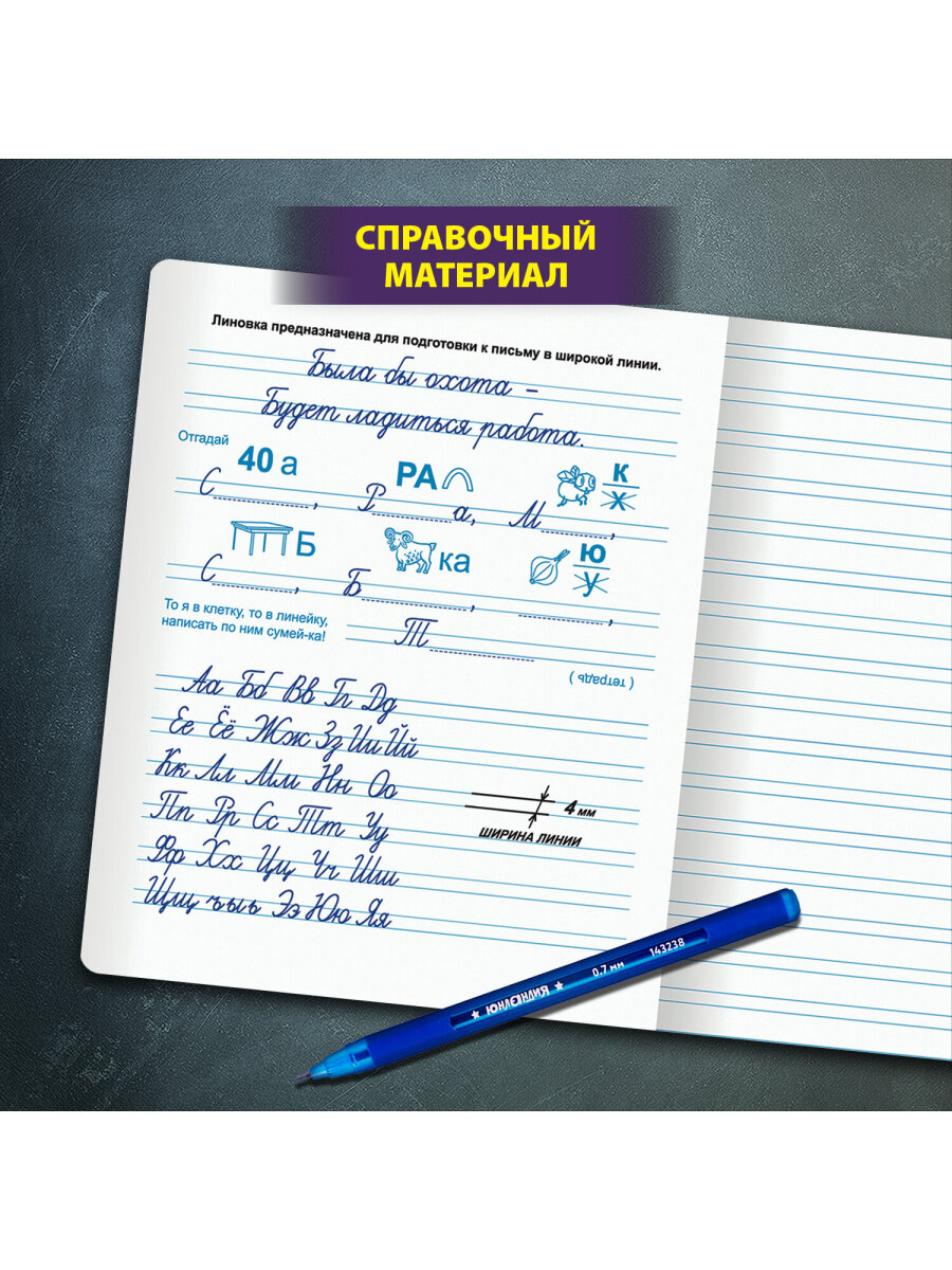 Общая тетрадь Юнландия узкая линейка 12 лист. 10 шт. - фото 3