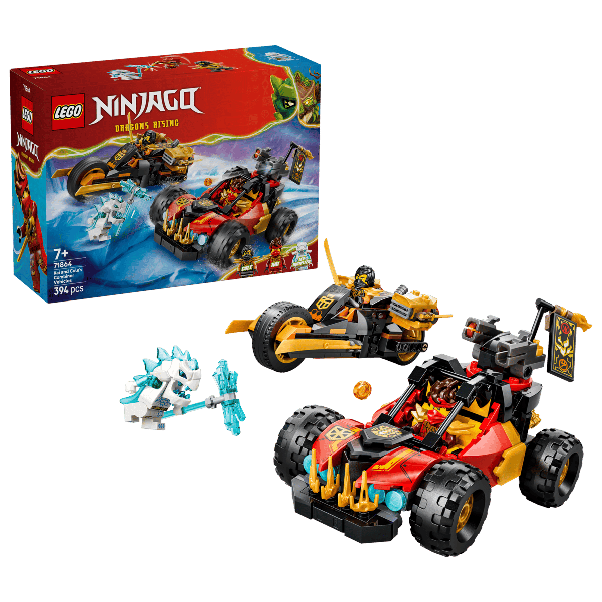Конструктор LEGO NINJAGO Машинки Кая и Коула 394 дет. - фото 1