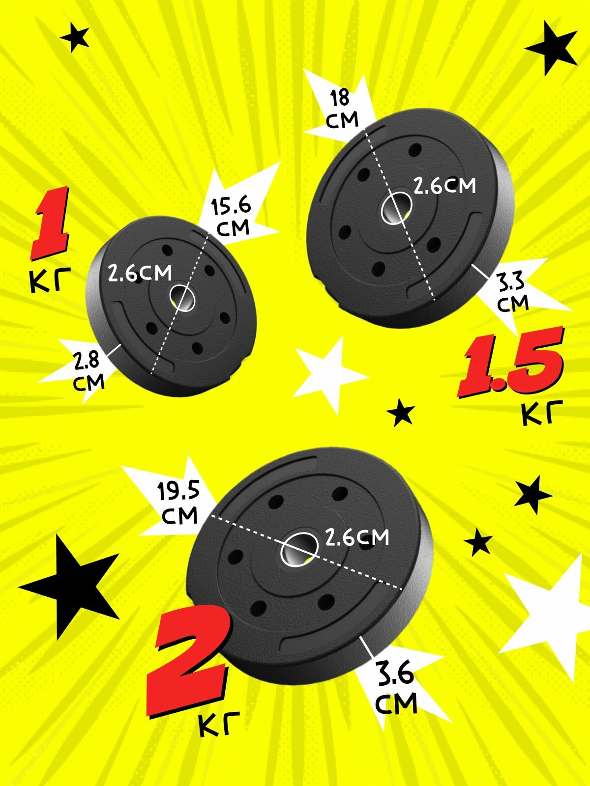 Набор блинов с грифом БлинДаГриф Гантель 20кг 2шт - фото 5