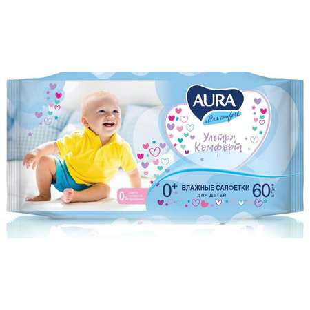 Влажные салфетки AURA 60 шт.
