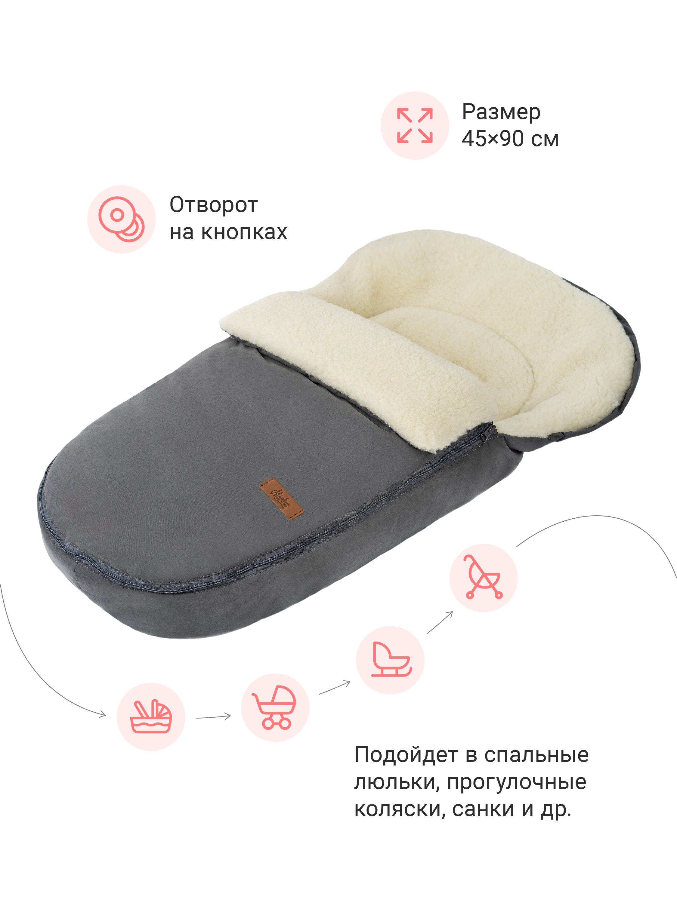 Зимний конверт в коляску для новорожденного - фото 4
