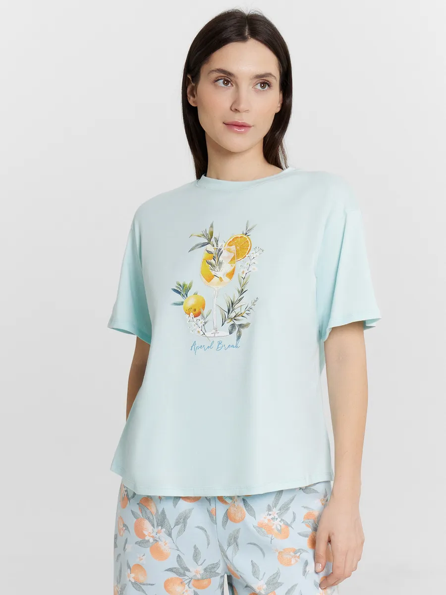 Пижама Mark Formelle (Марк Формэль) 592600/сахарная пудра +апельсины на сахарной пудре - фото 5