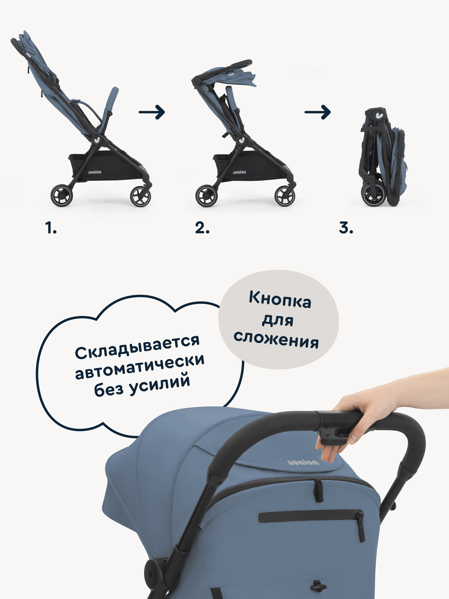 Коляска прогулочная Junion Tokky синий - фото 8