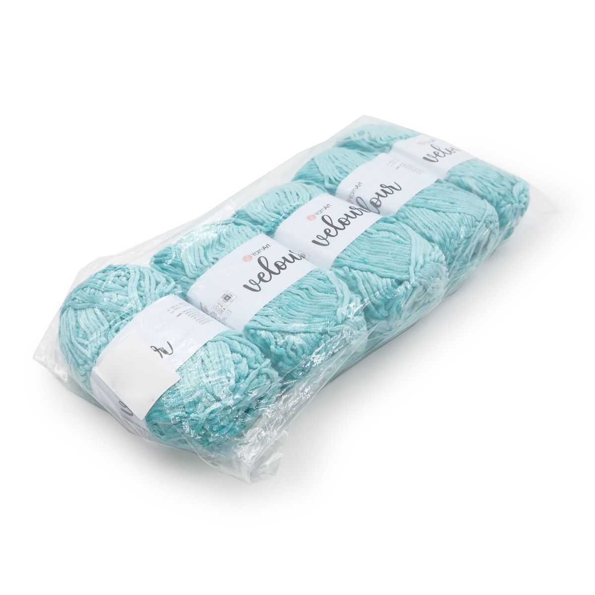 Пряжа для вязания YarnArt Velour 100 г 170 м микрополиэстер мягкая велюровая 5 мотков 864 голубая бирюза - фото 8