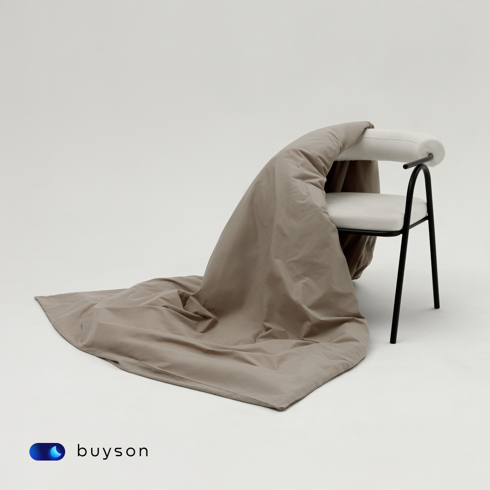 Пододеяльник buyson BuyDream 200х220 см, хлопок (поплин), бежевый - фото 6