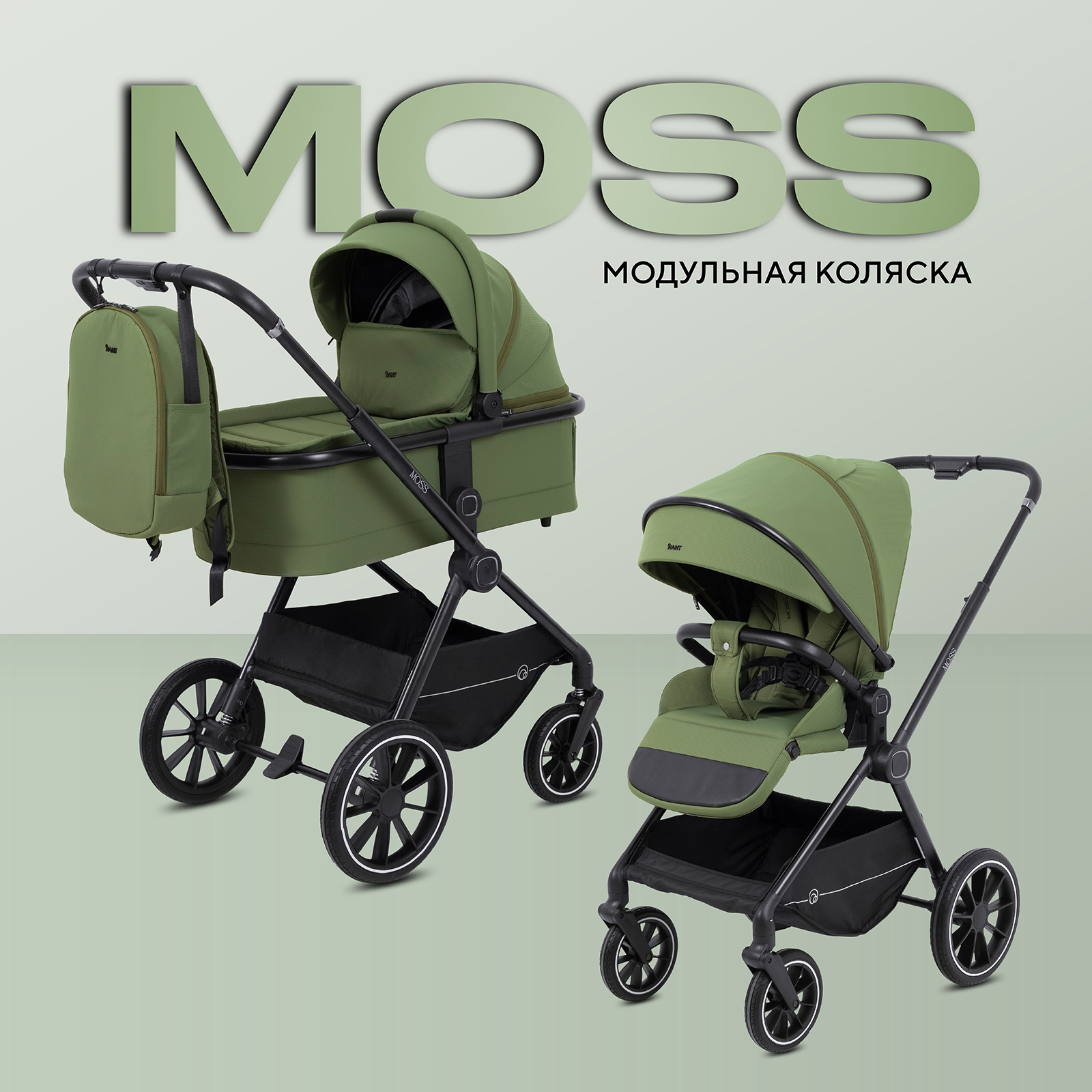 Коляска 2в1 Rant Moss 2 в 1 зеленый - фото 1