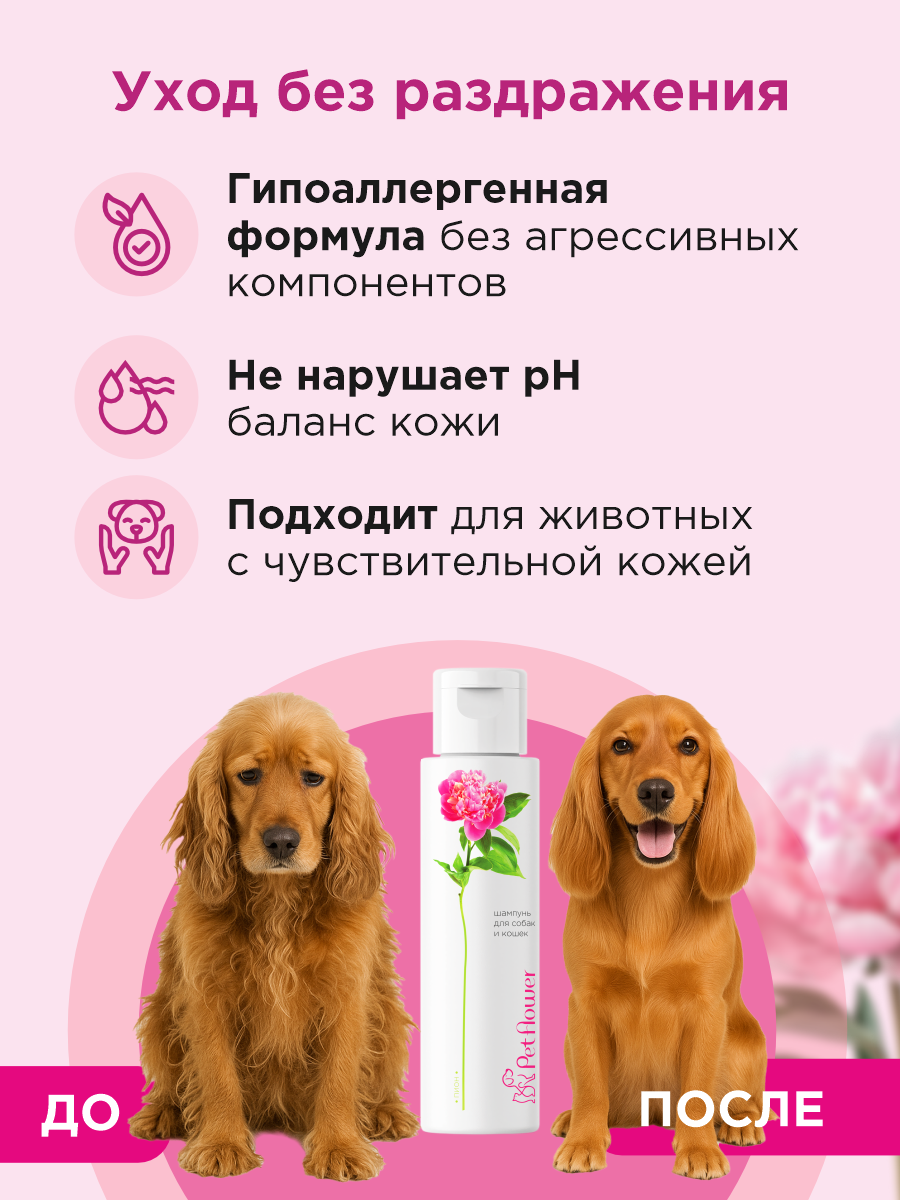 Шампунь для кошек и собак GOODR Pet Flower универсальный с ароматом Пиона 250 мл - фото 4