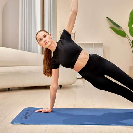 Коврик для йоги и фитнеса UNIX Fit 180 х 61 х 0,8 см двуцветный голубой