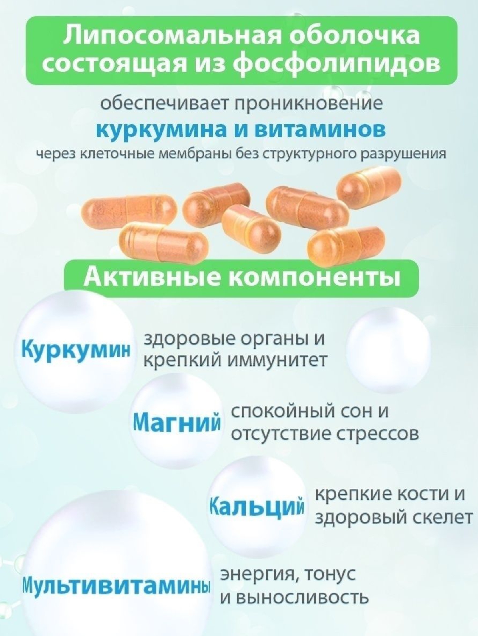 Концетраты пищевые Алтайские традиции Липосомальный куркумин Мультивитамин эксперт веган 60 капсул - фото 2
