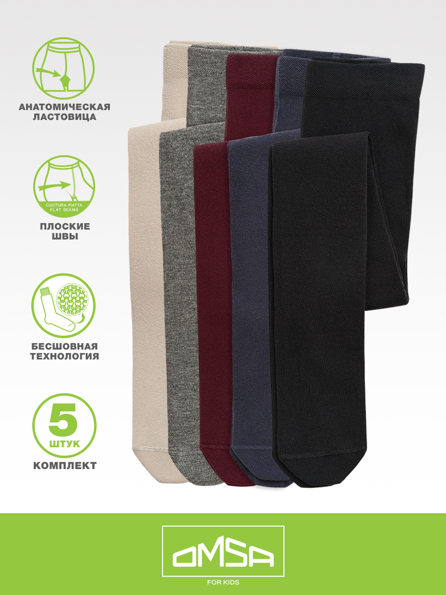 Колготки 5 пар Omsa Collant 11С02-1 Lat/GrigioMelang/Bordo/Nero/GrigioScur.кмп.5 - фото 3