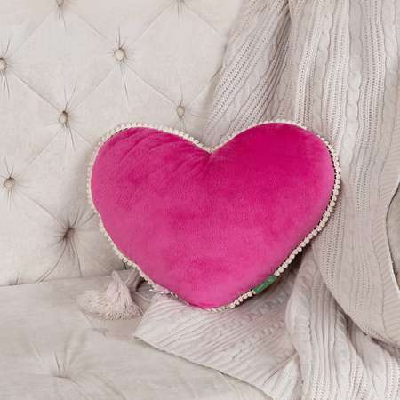 Подушка декоративная 40х40 N Family сердечко Fuchsia с кружевом