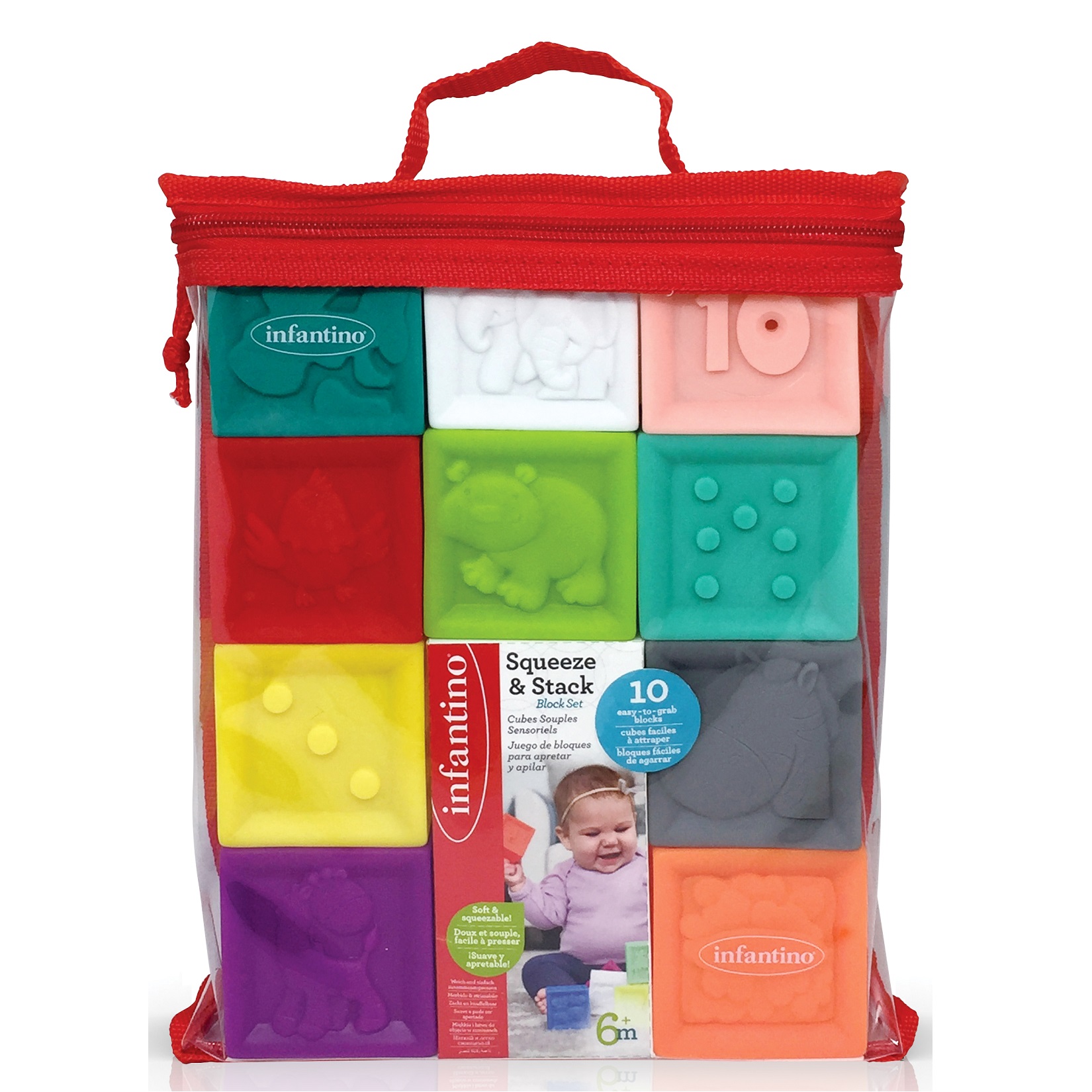 Игрушка INFANTINO кубики развивающие Squeeze and Stack - фото 3