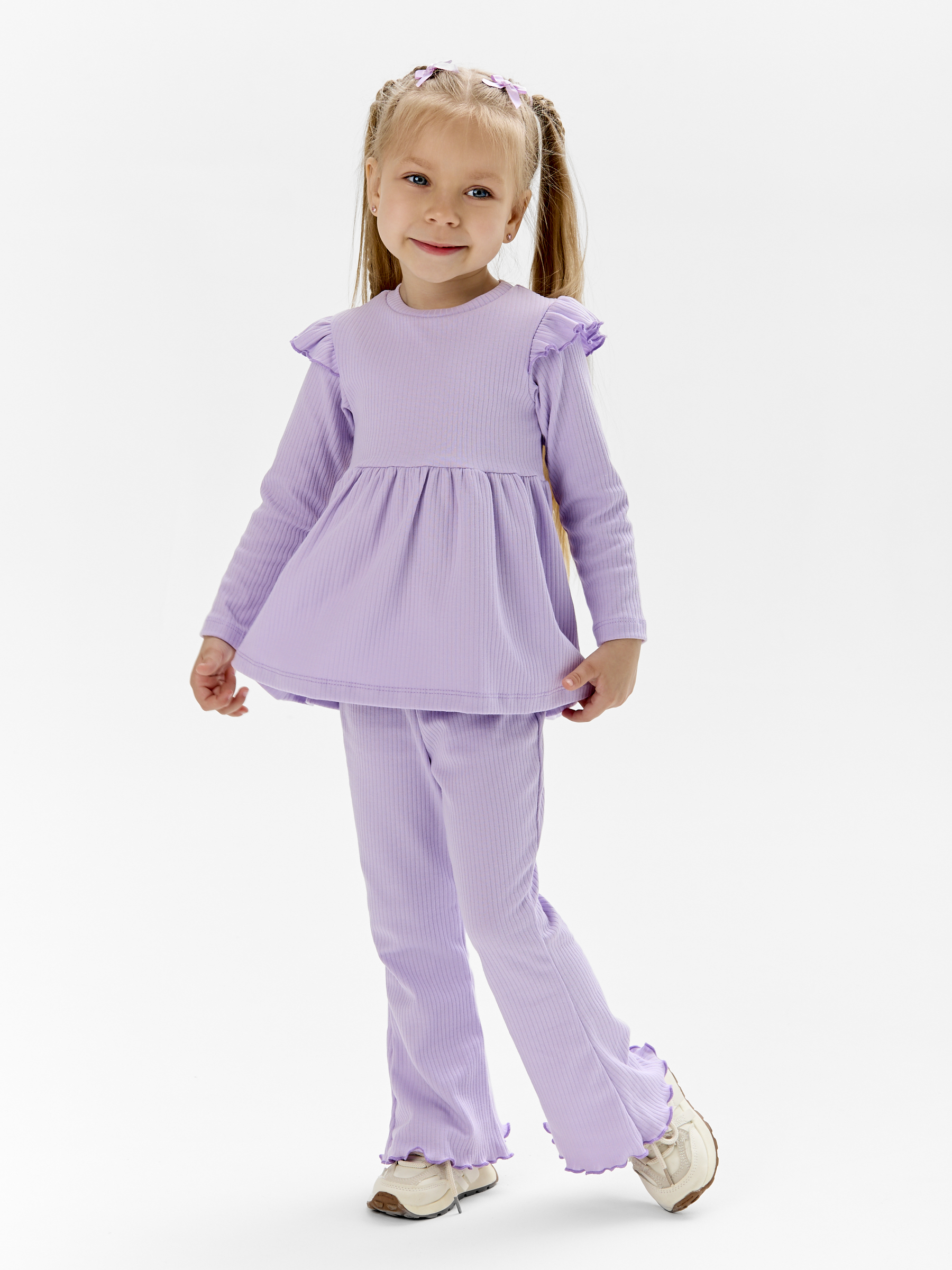 Лонгслив и брюки LEVAKIDS костюм_ласточка_сирень - фото 2