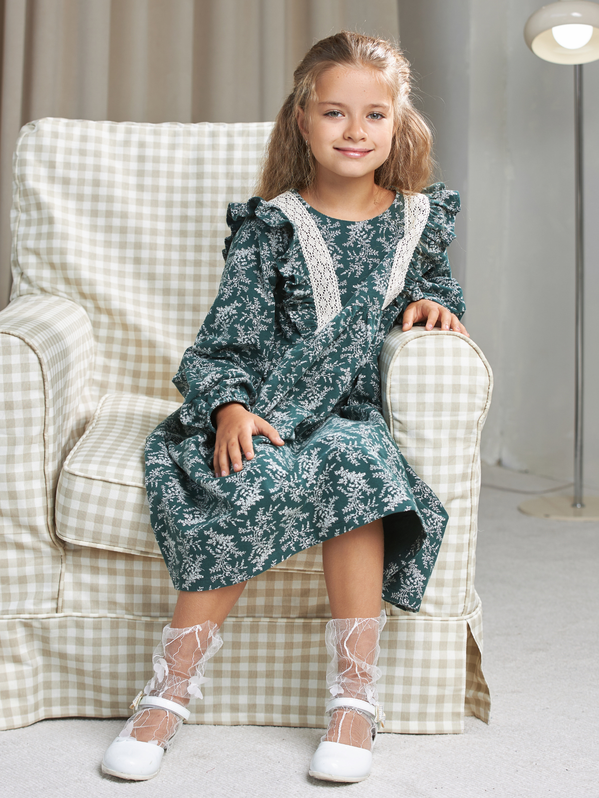 Платье MOUN платье_фланель/кружево_изумрудн - фото 9