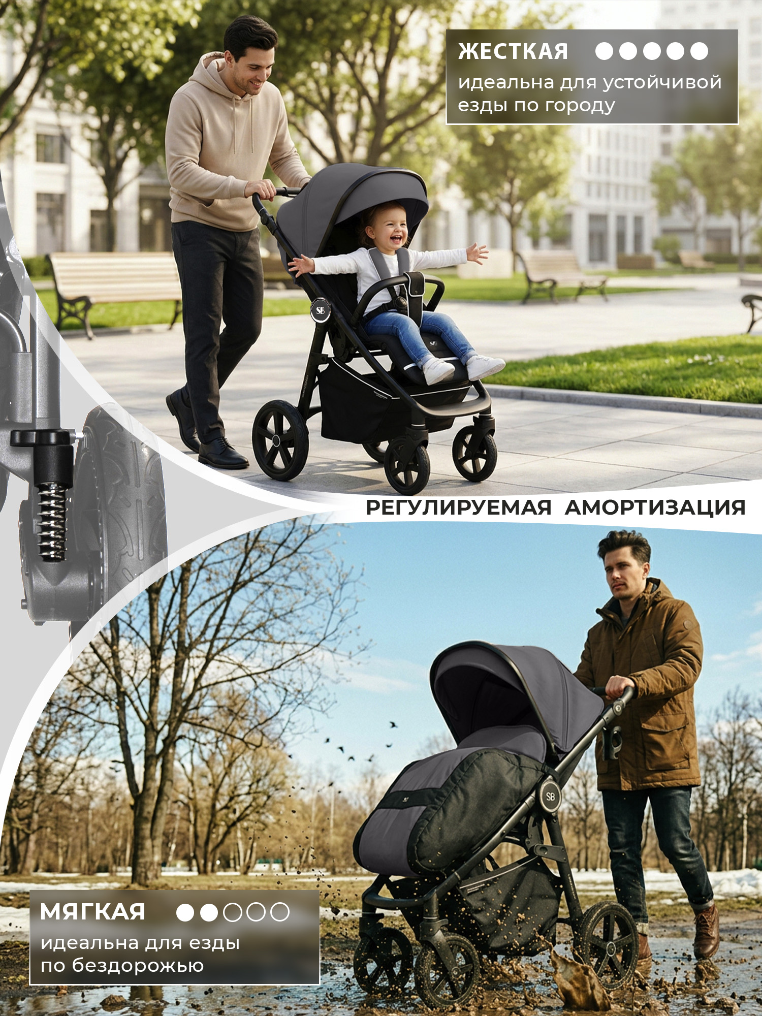 Коляска прогулочная Sweet Baby Contente Plus Basic Grey серый - фото 2