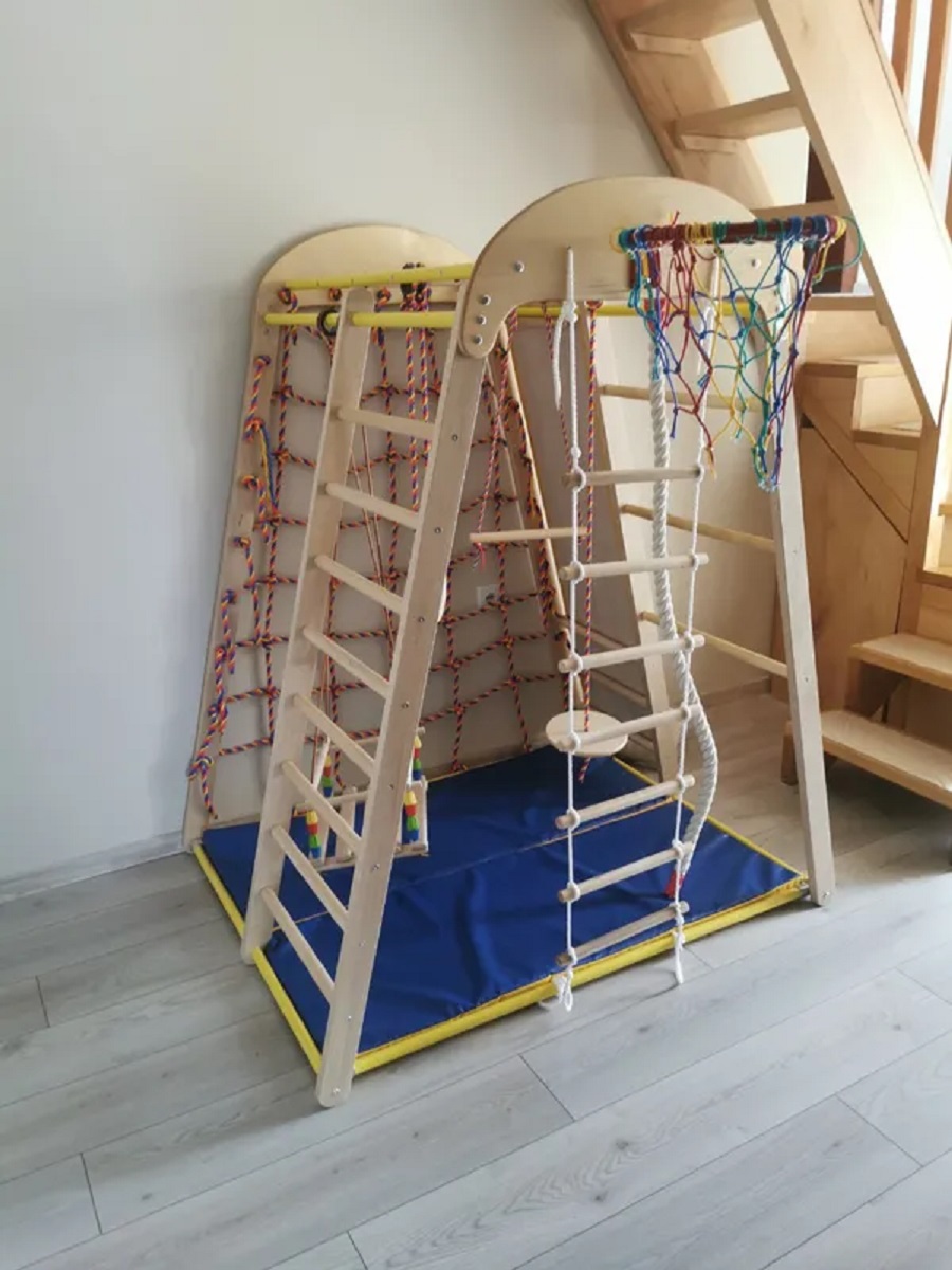 Детский спортивный комплекс Perfetto Sport Весёлый Малыш Wood горка фанерная - фото 2