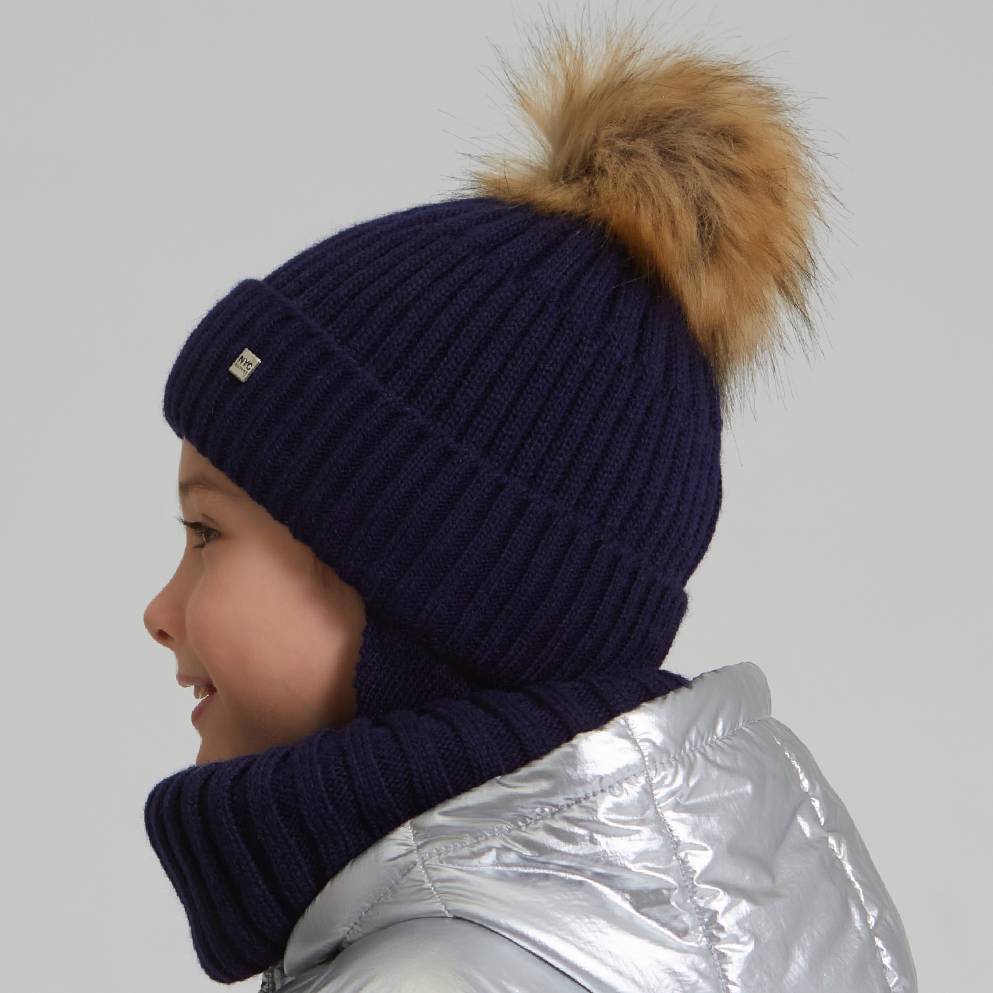 Шапка и снуд KUBRIO KU-H-112-FurPomREB-Dblue - фото 3