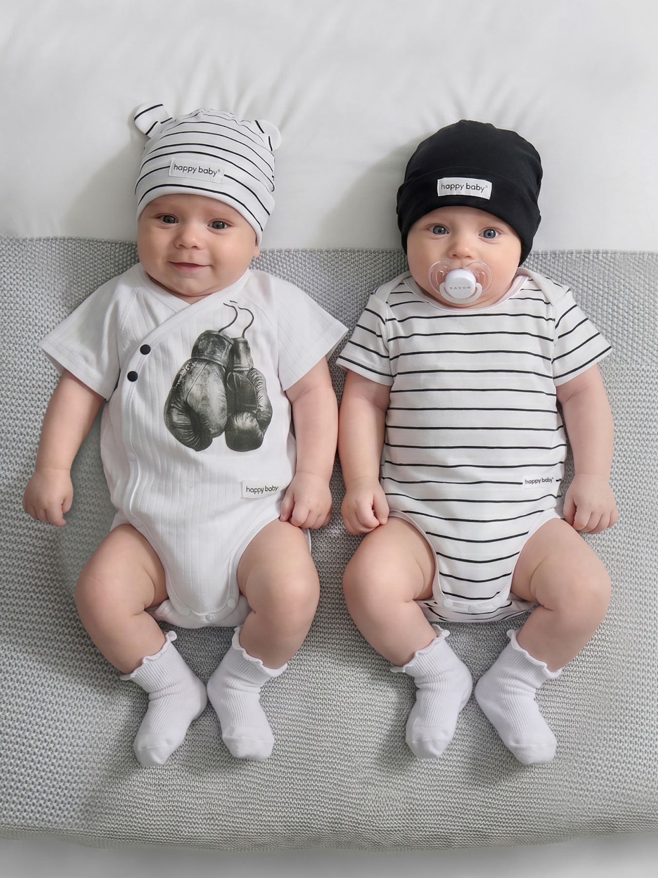 Боди 2 шт Happy Baby 90154-0_black-white - фото 1