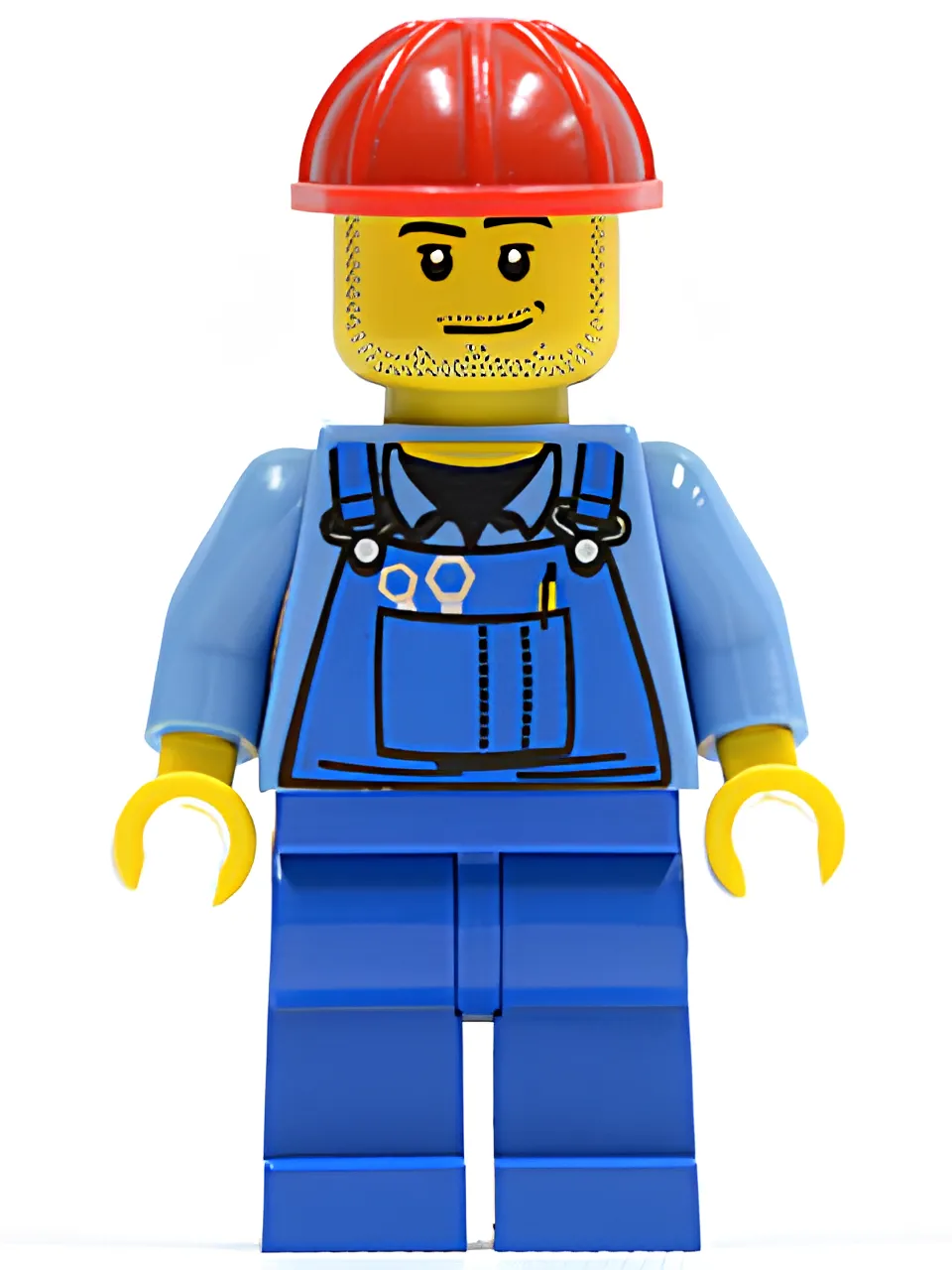 Изображение товара Минифигурка LEGO Overalls with Tools с инструментами и каской для конструкторов Изображение товара Минифигурка LEGO Overalls with Tools с инструментами и каской для конструкторов