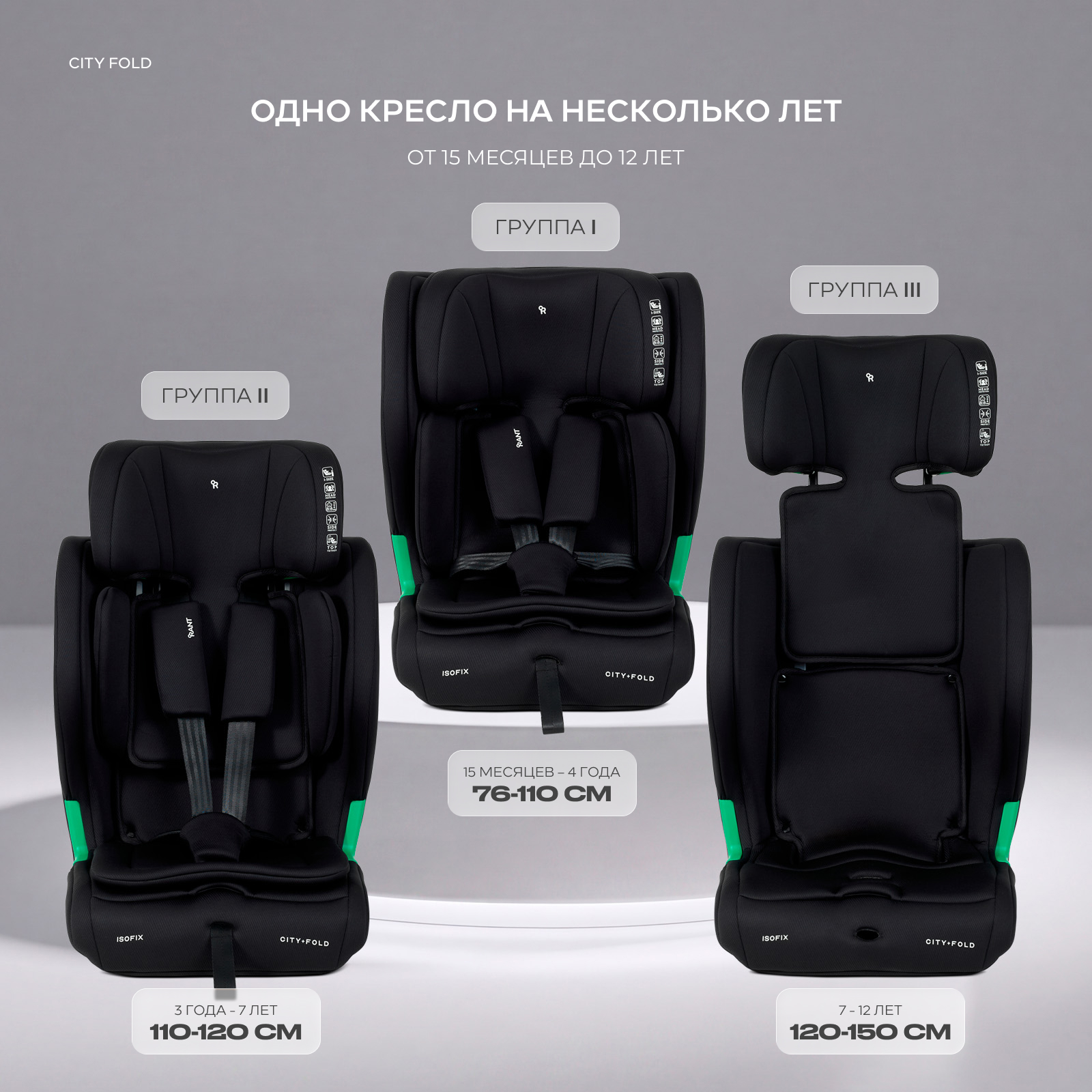Автокресло Rant City+Fold Isofix 1/2/3 (9-36 кг) черный - фото 4