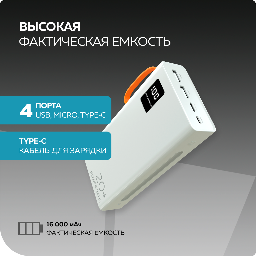 Внешний аккумулятор More Choice PB22-20 White - фото 3