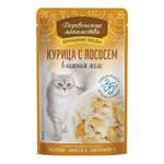 Корм для кошек Деревенские лакомства 70г курица с лососем в нежном желе пауч