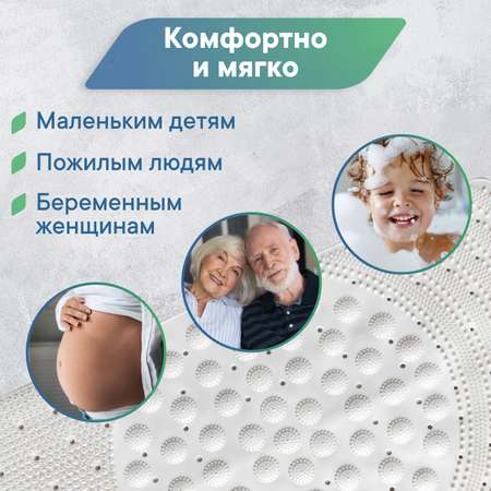 Коврик для ванной на присосках VILINA VILINA массажный 38х68 см Лужайка однотонный