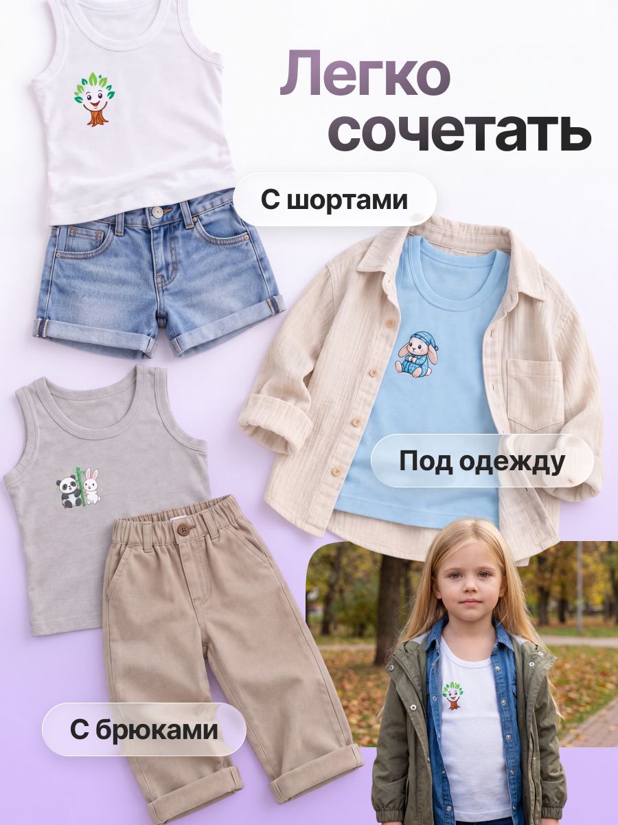 Майка 3 шт Текстиль Центр Майка д/мал ТЦ арт.М2(наб. 3шт), бел/сер/гол - фото 7